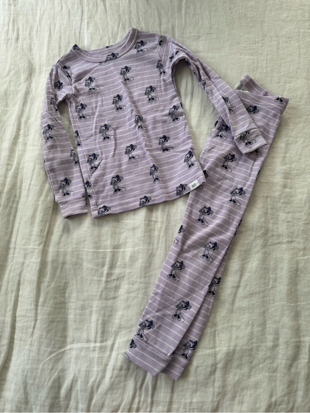 GAP Lavender Striped Pajama Set with Sleepy Minnie Mouse